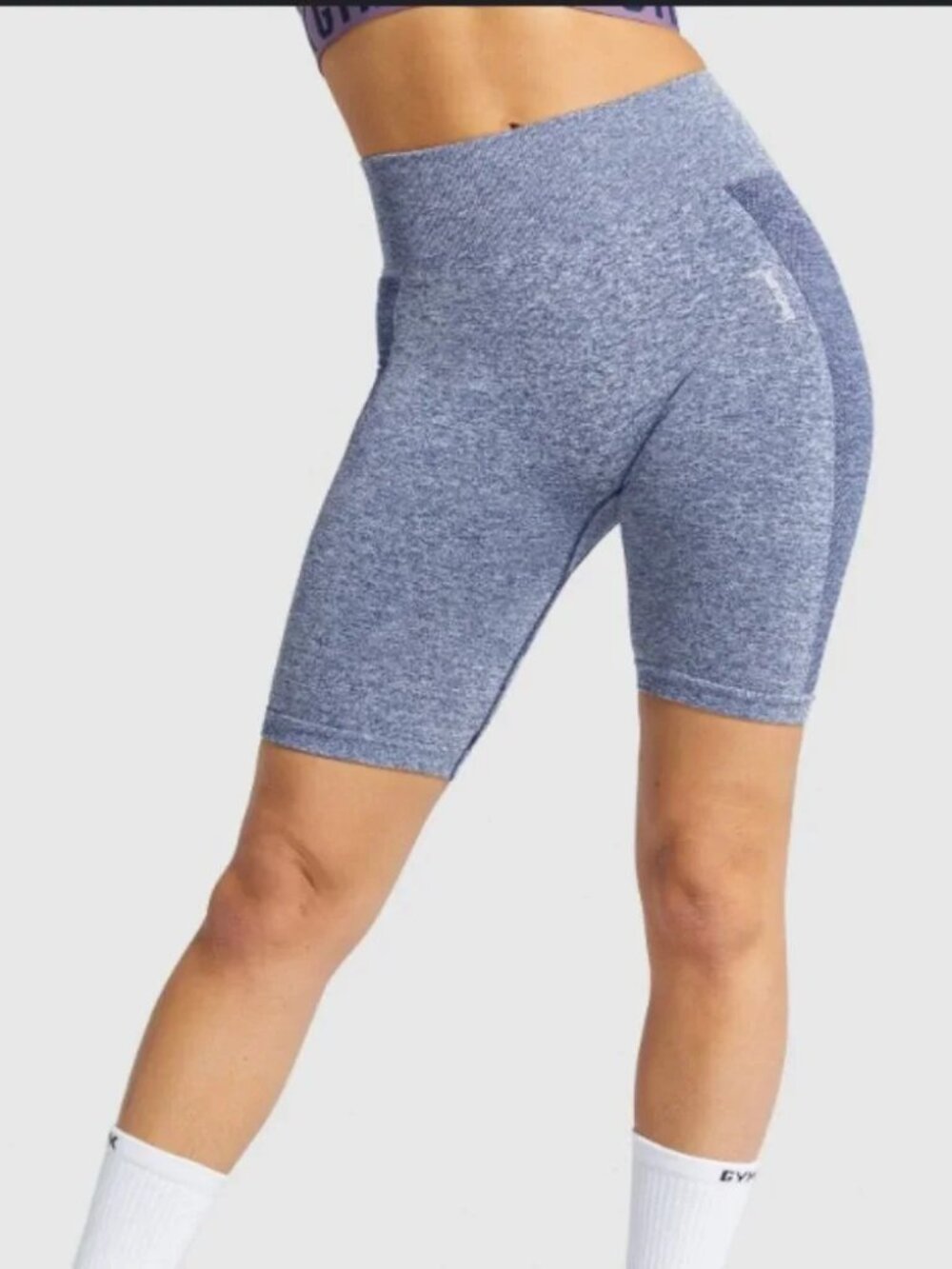 Gymshark Flex Cycling Navy Marl/Light Grey Shorts Like New Size Medium
